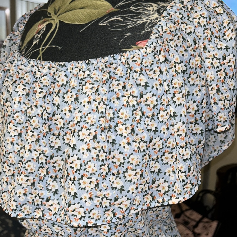 Off the shoulder maxi dress by boohoo in blue floral sz 22 - Picture 6 of 11